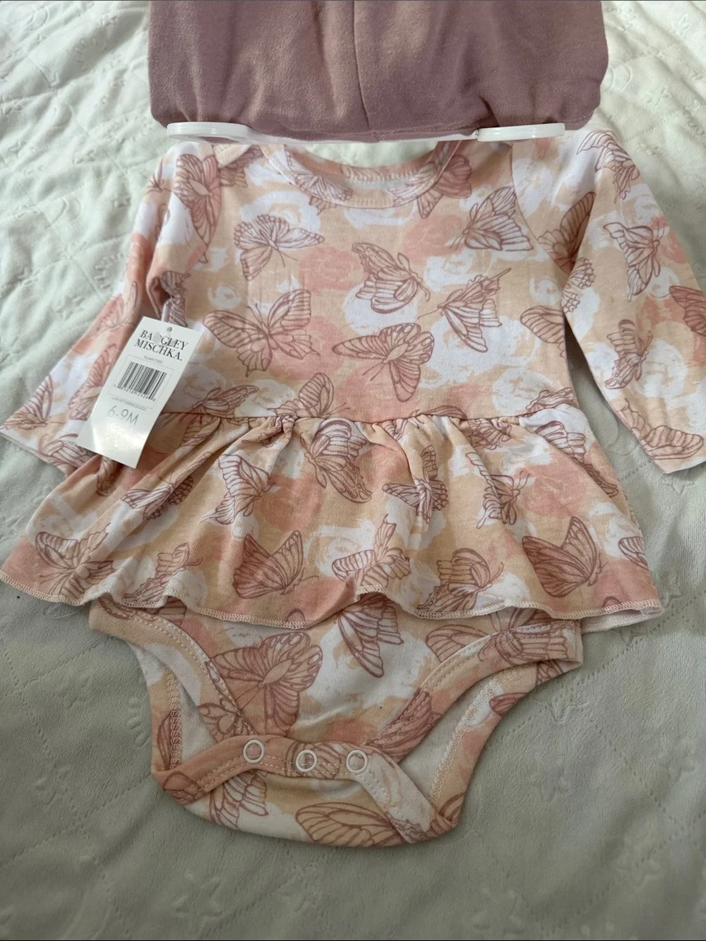 Badgley Mischka baby girl butterfly Tunic with Rose Leggings & Bows 6-9 months - Picture 5 of 6